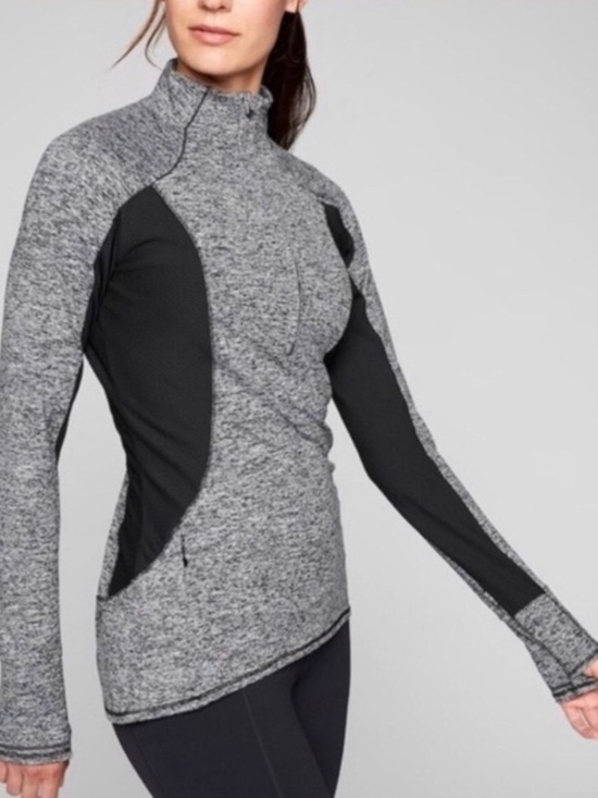 Athleta Tops - Athleta gray and black zip pullover size medium
